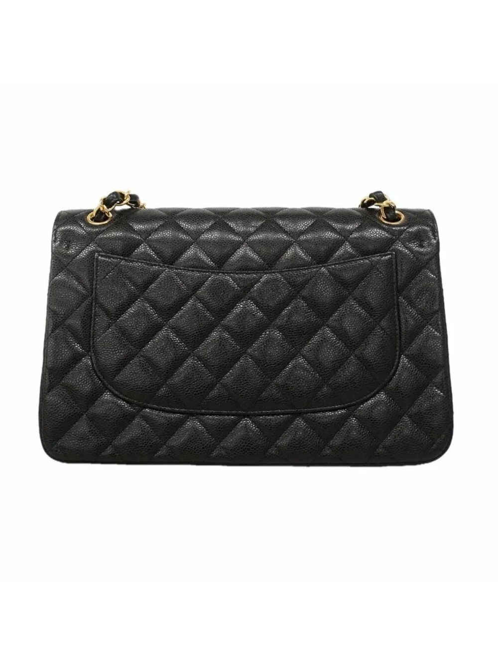 Chanel Shoulder Bag Maxi Quilted Caviar Leather Black Gold